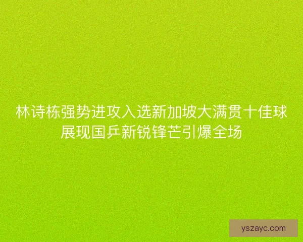 林诗栋强势进攻入选新加坡大满贯十佳球展现国乒新锐锋芒引爆全场